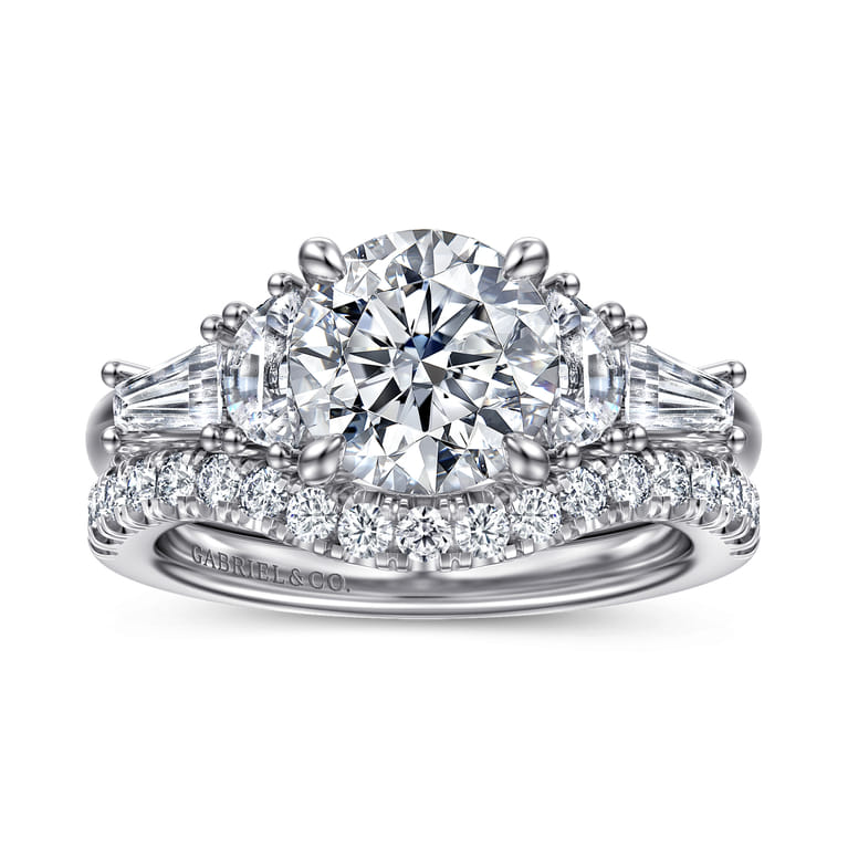 Arielle - 14K White Gold Five Stone Round Diamond Engagement Ring - 0.8 ct - Shot 4