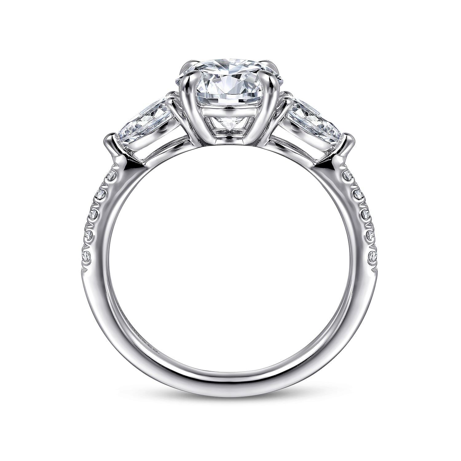 Renay - 14K White Gold Round Three Stone Diamond Engagement Ring - 0.75 ct - Shot 2
