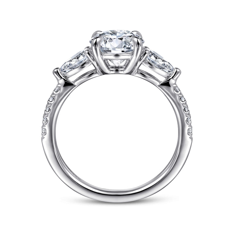 Renay - 14K White Gold Round Three Stone Diamond Engagement Ring - 0.75 ct - Shot 2
