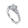 Renay - 14K White Gold Round Three Stone Diamond Engagement Ring - 0.75 ct
