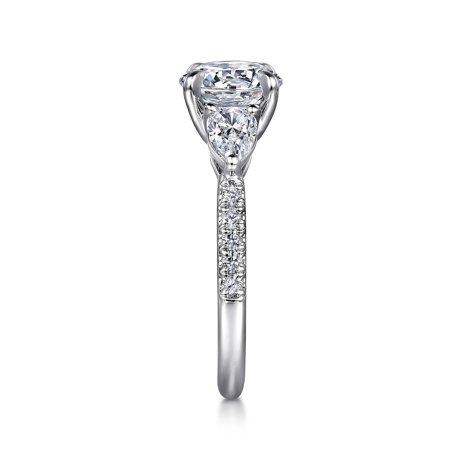 Renay - 14K White Gold Round Three Stone Diamond Engagement Ring - 0.75 ct - Shot 5