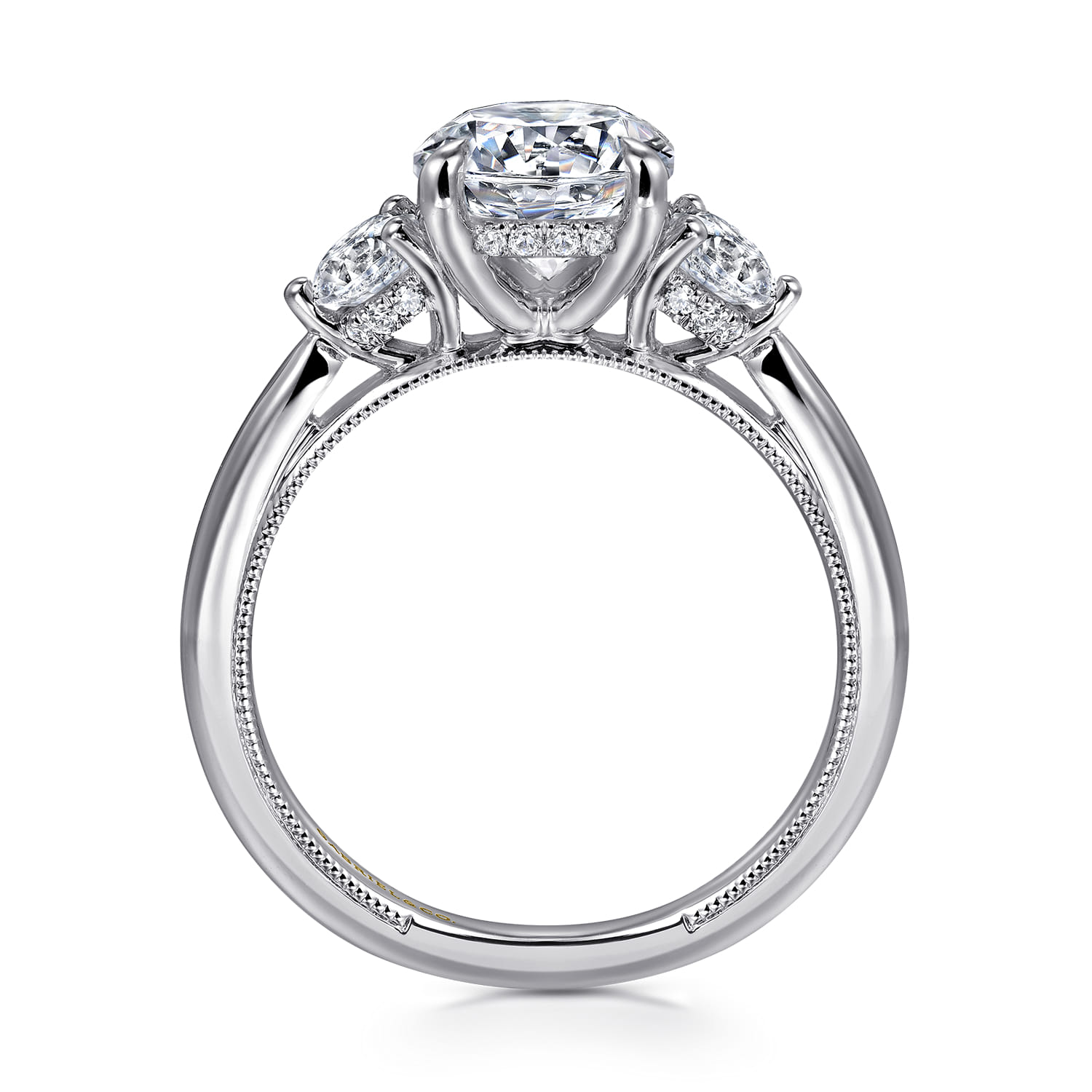 Abbi - 14K White Gold Round Three Stone Diamond Engagement Ring - 0.55 ct - Shot 2