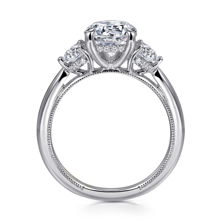 Abbi - 14K White Gold Round Three Stone Diamond Engagement Ring - 0.55 ct - Shot 2