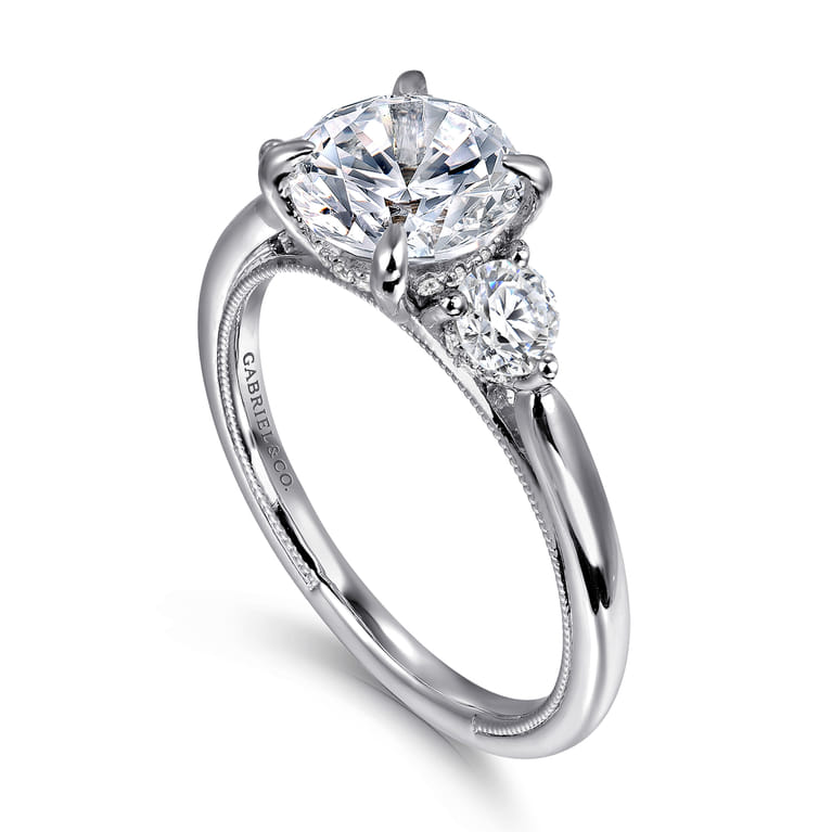 Abbi - 14K White Gold Round Three Stone Diamond Engagement Ring - 0.55 ct - Shot 3