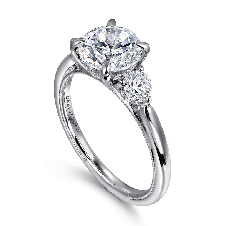 Dajuwel 14K White Gold 3 Carat Moissanite Engagement Ring – Round Cut, Lab-Created, Women's, Size 4-14