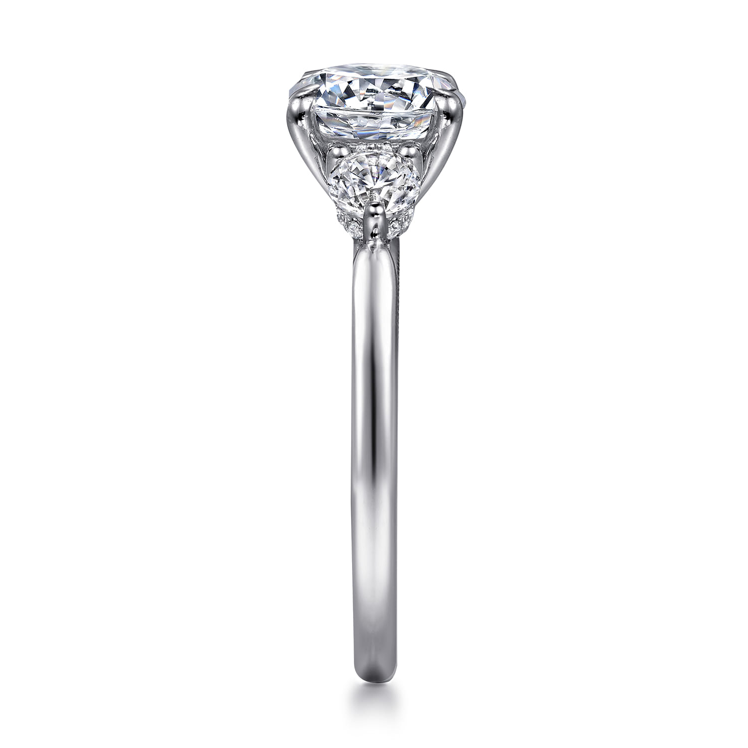 Abbi - 14K White Gold Round Three Stone Diamond Engagement Ring - 0.55 ct - Shot 5