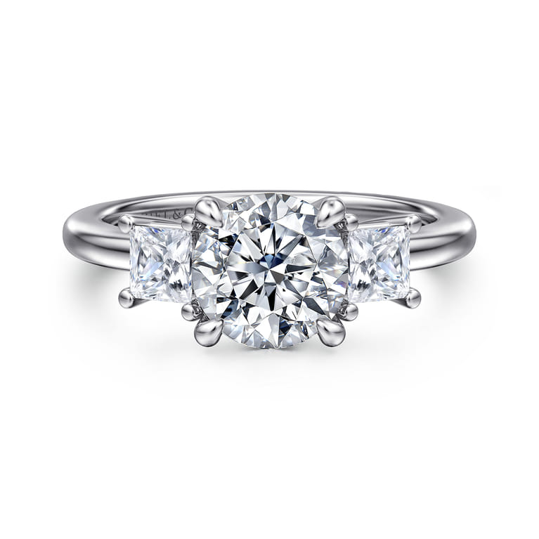 Antonia - 14K White Gold Round Three Stone Diamond Engagement Ring - 0.5 ct - Shot 1
