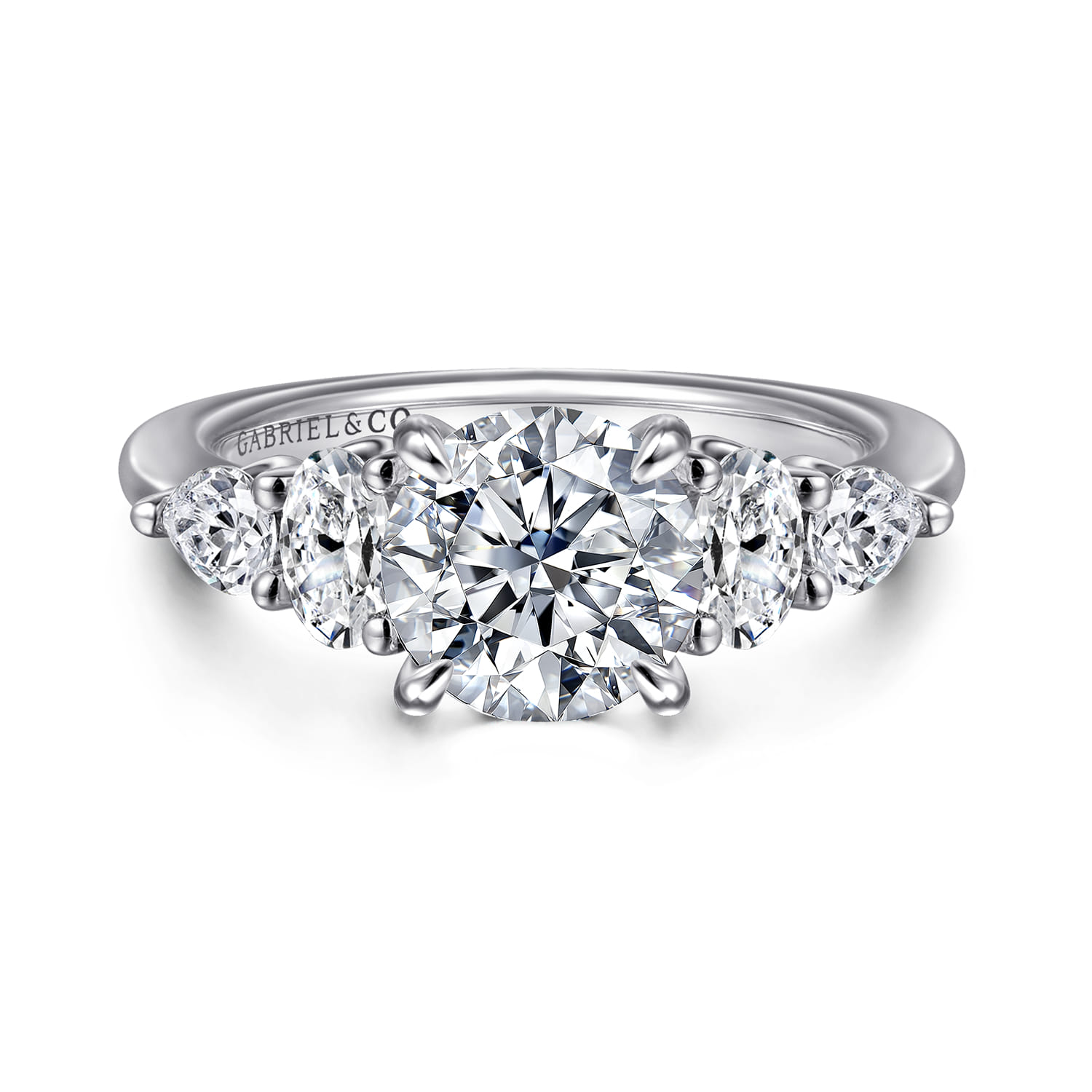 Estefani - 14K White Gold Round Diamond Engagement Ring - 0.8 ct - Shot 1