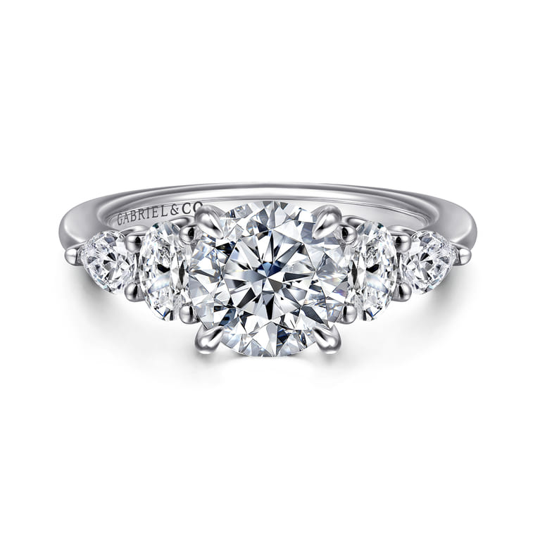 Estefani - 14K White Gold Round Diamond Engagement Ring - 0.8 ct - Shot 1