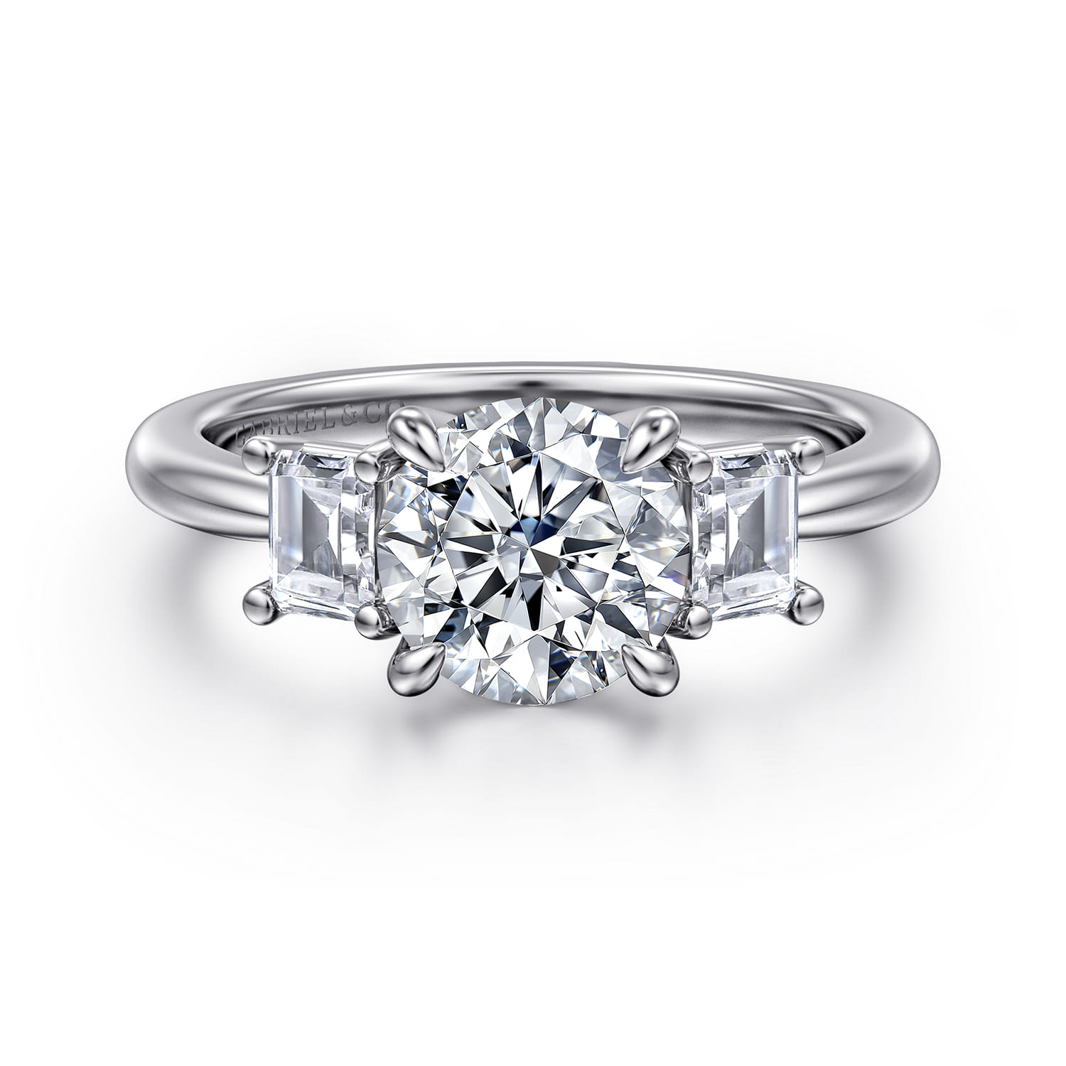 Stephi - 14K White Gold Round Three Stone Diamond Engagement Ring - 0.5 ct - Shot 1
