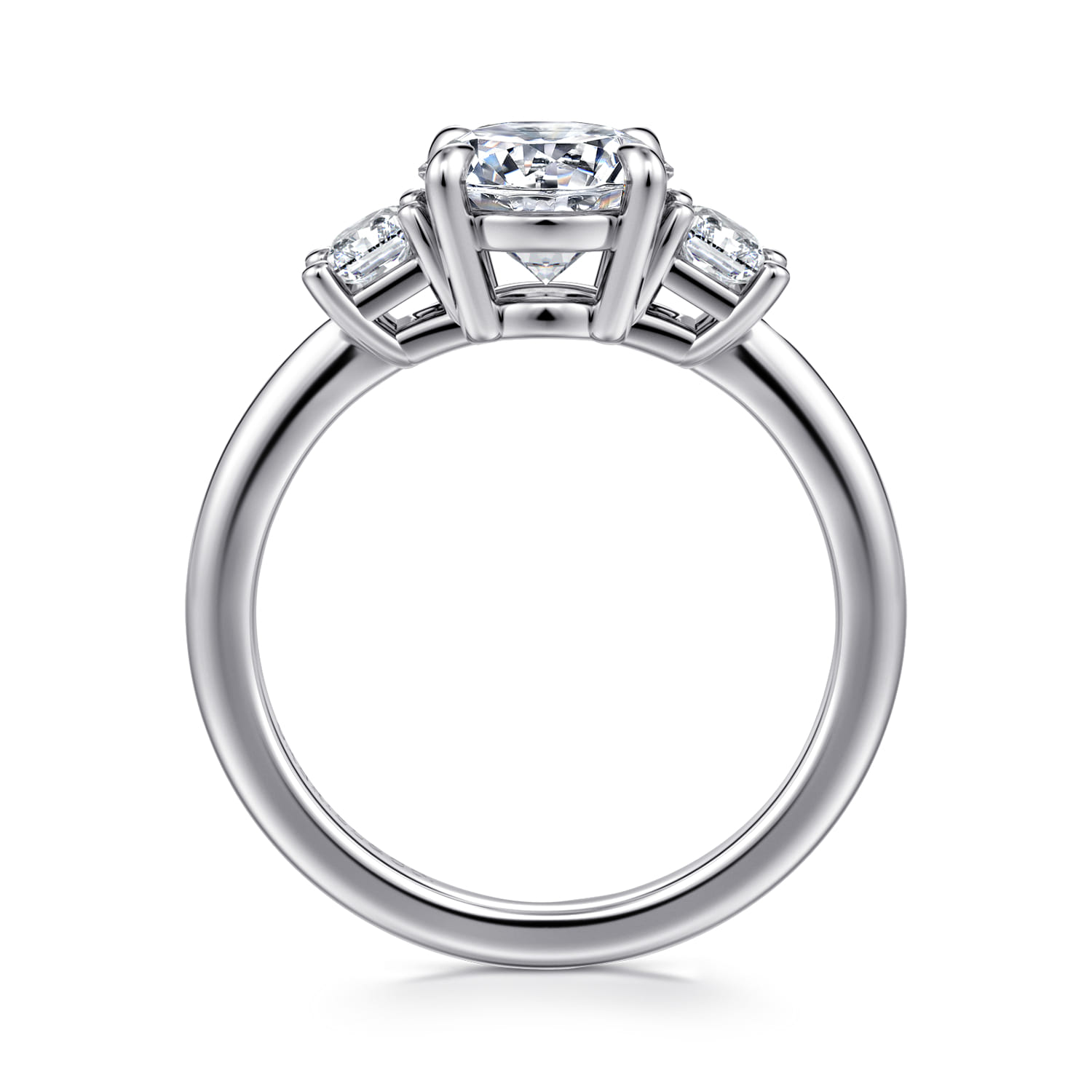 Stephi - 14K White Gold Round Three Stone Diamond Engagement Ring - 0.5 ct - Shot 2