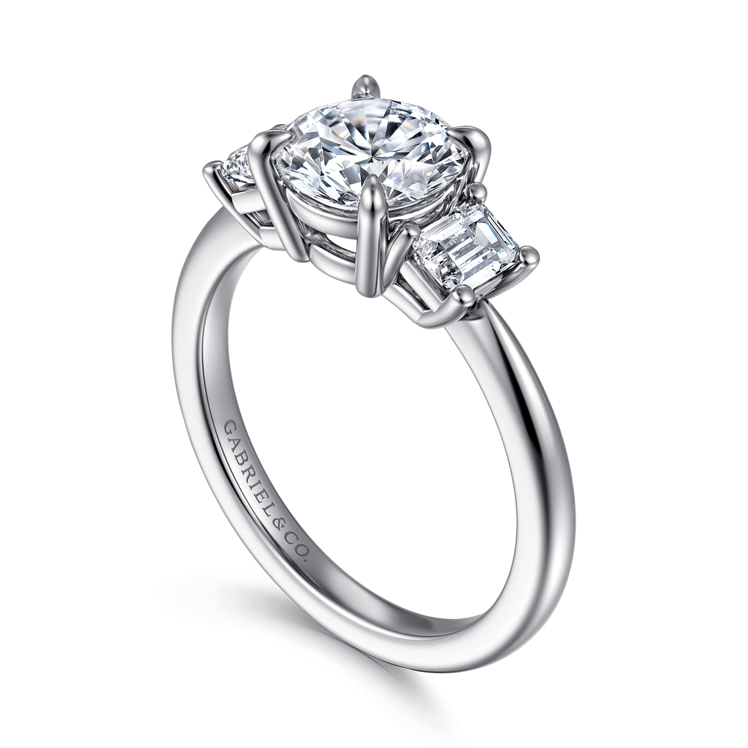 Stephi - 14K White Gold Round Three Stone Diamond Engagement Ring - 0.5 ct - Shot 3