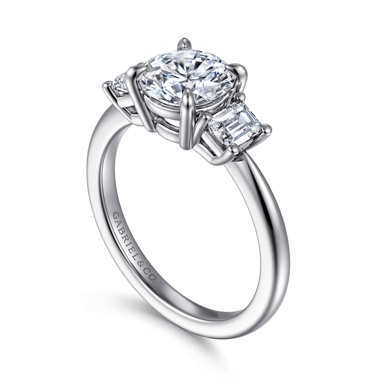 Stephi - 14K White Gold Round Three Stone Diamond Engagement Ring - 0.5 ct - Shot 3