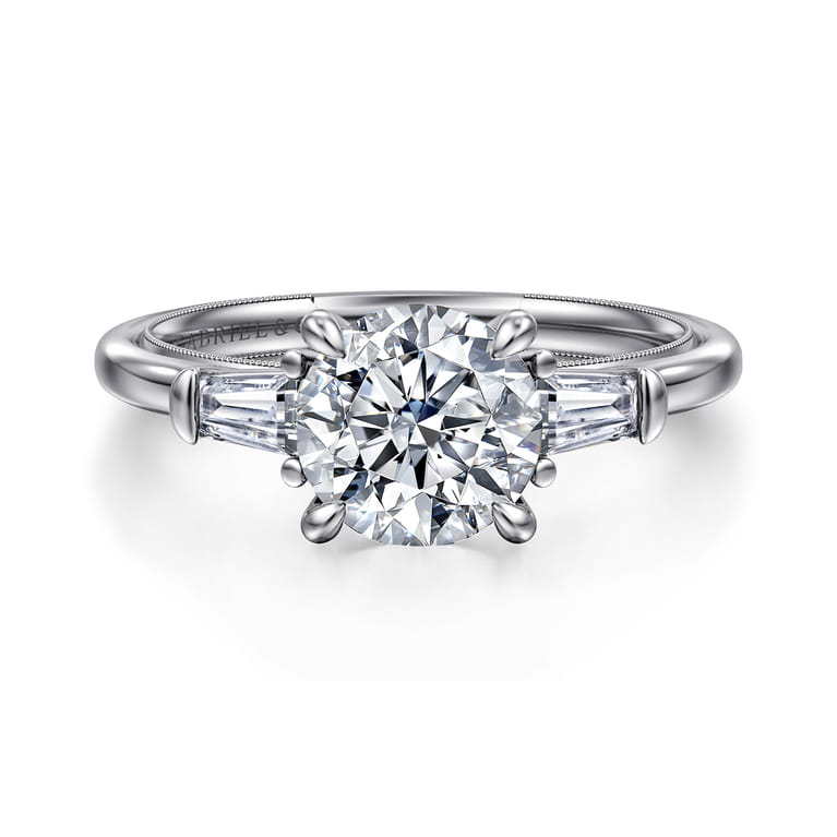 Louann - 14K White Gold Round Three Stone Diamond Engagement Ring - 0.3 ct - Shot 1