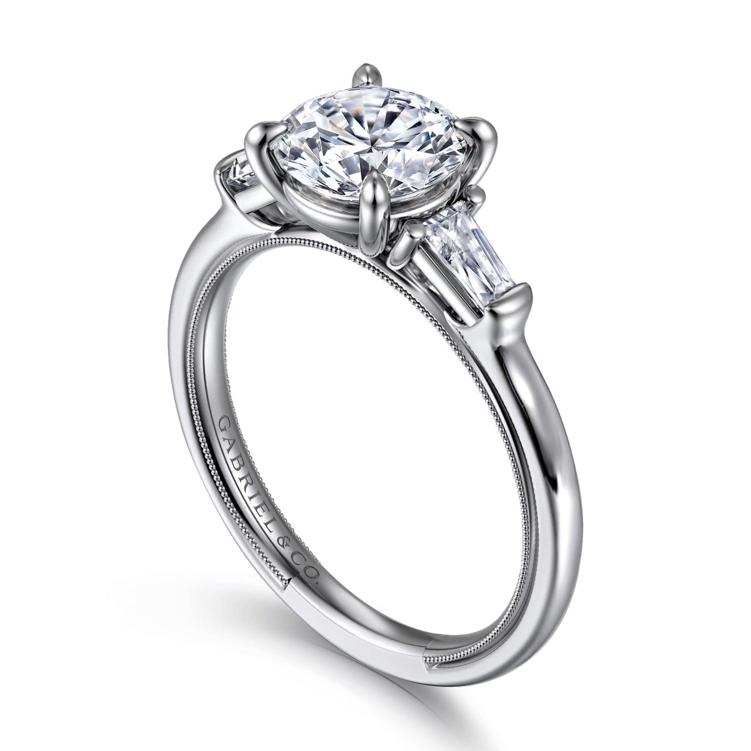 Louann - 14K White Gold Round Three Stone Diamond Engagement Ring - 0.3 ct - Shot 3