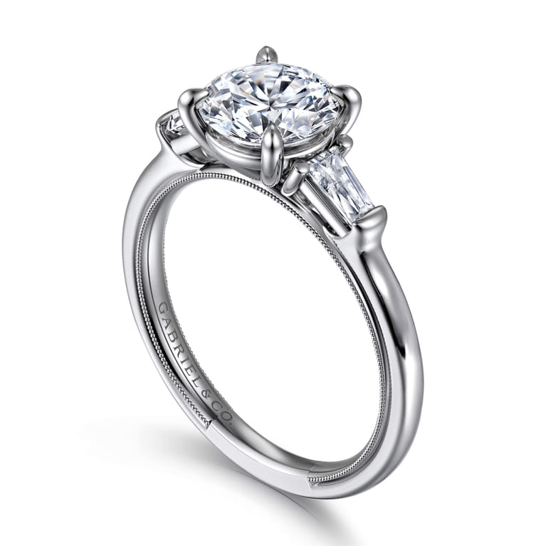 Louann - 14K White Gold Round Three Stone Diamond Engagement Ring - 0.3 ct - Shot 3