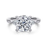 Reema - 14K White Gold Three Stone Round Lotus Diamond Engagement Ring - 0.24 ct