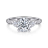 Reema - 14K White Gold Three Stone Round Lotus Diamond Engagement Ring - 0.24 ct