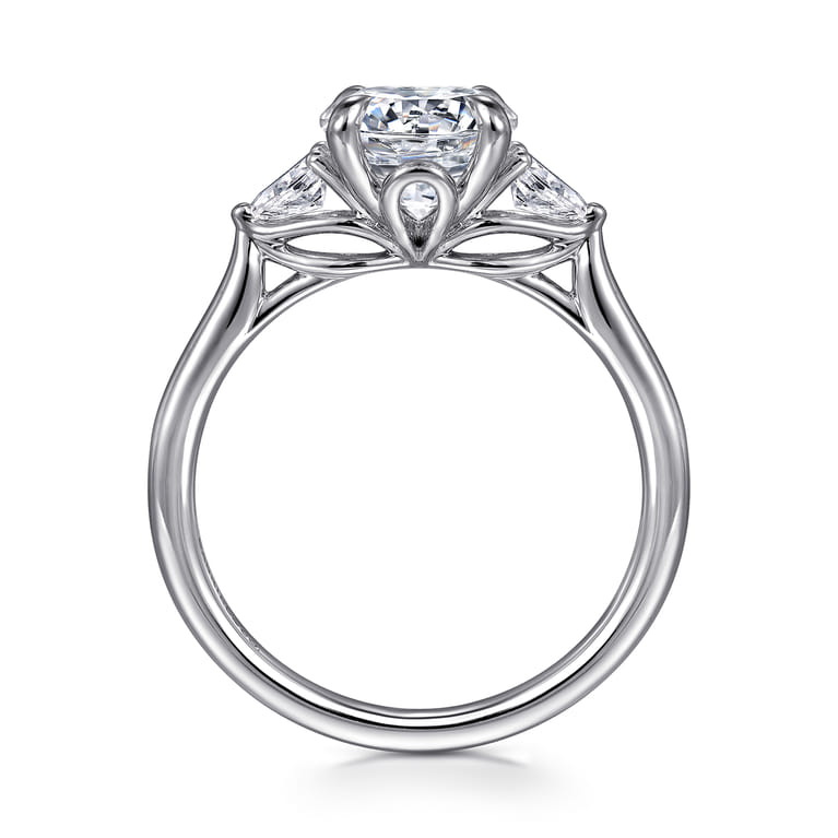 Reema - 14K White Gold Three Stone Round Lotus Diamond Engagement Ring - 0.24 ct - Shot 2