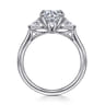 Reema - 14K White Gold Three Stone Round Lotus Diamond Engagement Ring - 0.24 ct