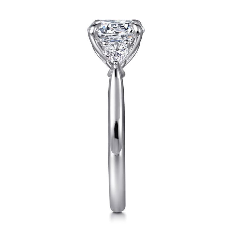 Reema - 14K White Gold Three Stone Round Lotus Diamond Engagement Ring - 0.24 ct - Shot 5