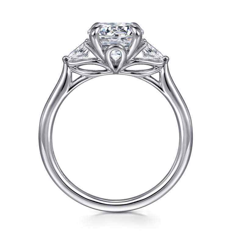 Reema - 14K White Gold Three Stone Round Lotus Diamond Engagement Ring - 0.24 ct - Shot 2