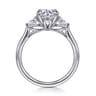 Reema - 14K White Gold Three Stone Round Lotus Diamond Engagement Ring - 0.24 ct
