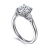 Reema - 14K White Gold Three Stone Round Lotus Diamond Engagement Ring - 0.24 ct