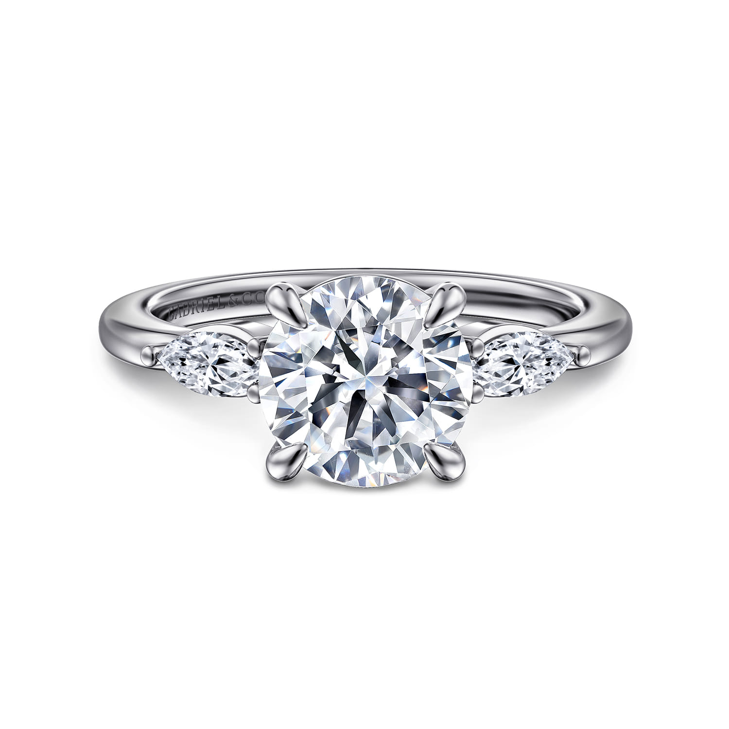 Dela - 14K White Gold Round Three Stone Diamond Engagement Ring - 0.25 ct - Shot 1