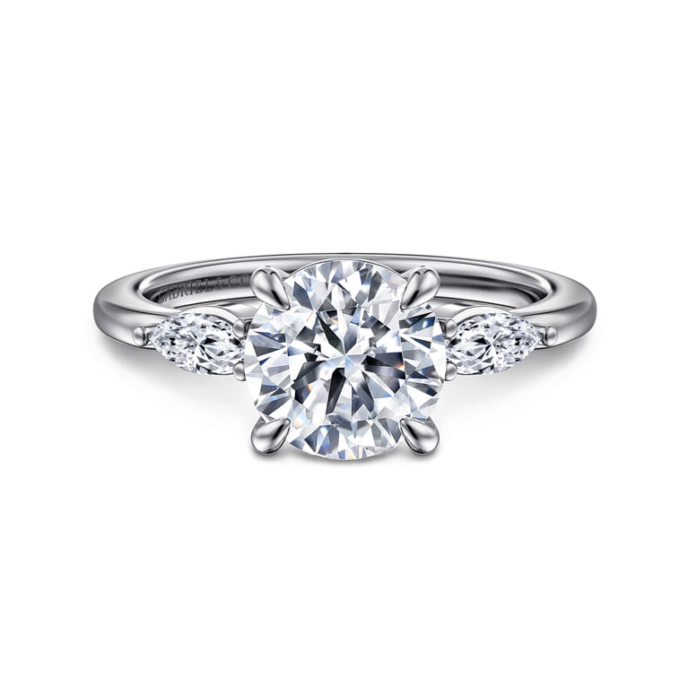 Dela - 14K White Gold Round Three Stone Diamond Engagement Ring - 0.25 ct - Shot 1