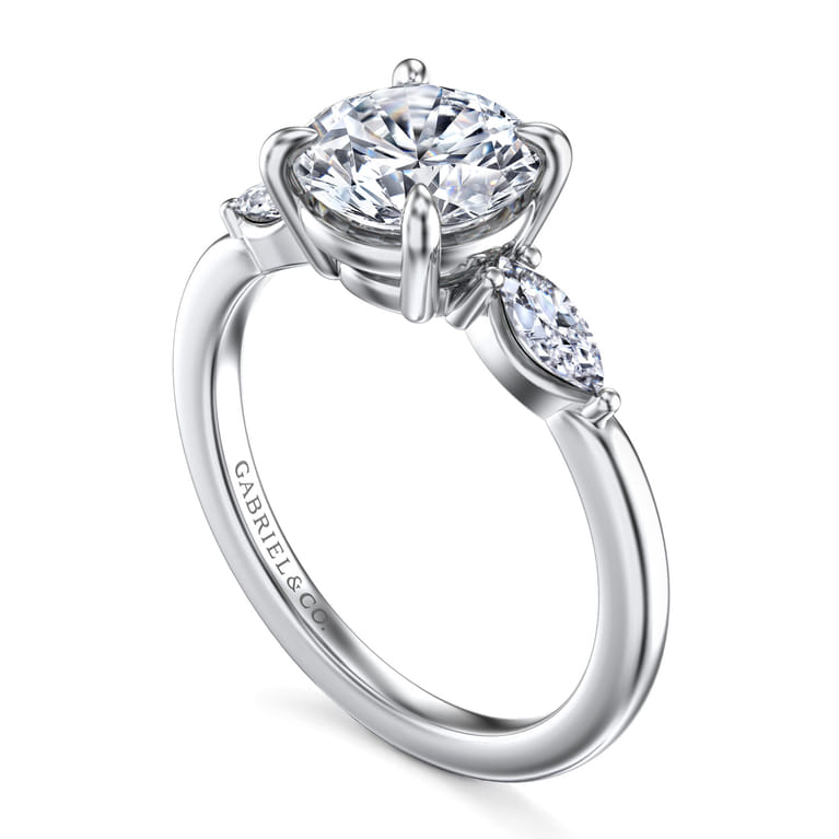 Dela - 14K White Gold Round Three Stone Diamond Engagement Ring - 0.25 ct - Shot 3