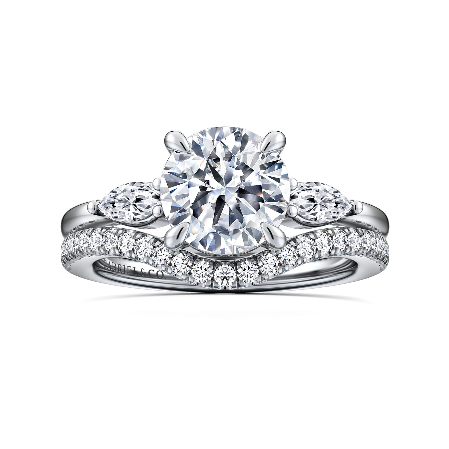 Dela - 14K White Gold Round Three Stone Diamond Engagement Ring - 0.25 ct - Shot 4