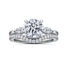 Dela - 14K White Gold Round Three Stone Diamond Engagement Ring - 0.25 ct
