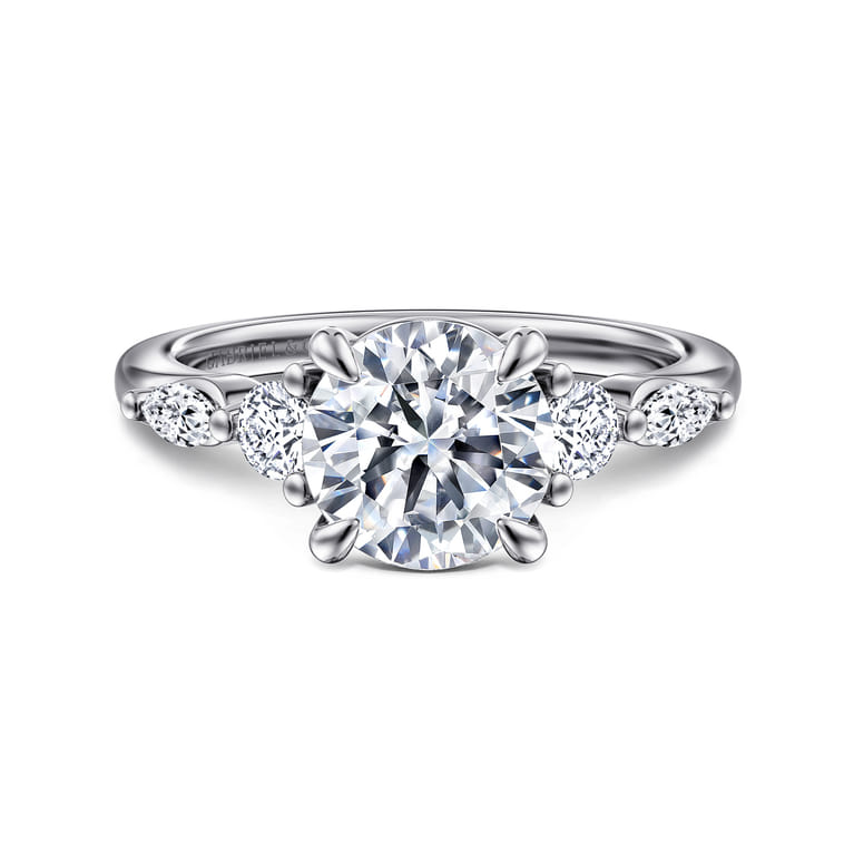 Cian - 14K White Gold Round Five Stone Diamond Engagement Ring - 0.4 ct - Shot 1