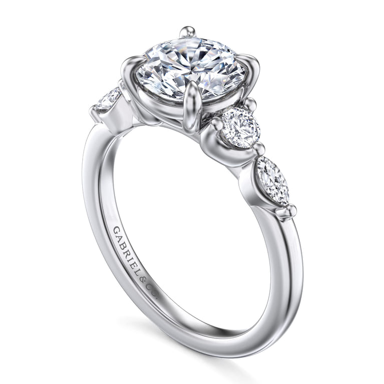 Cian - 14K White Gold Round Five Stone Diamond Engagement Ring - 0.4 ct - Shot 3