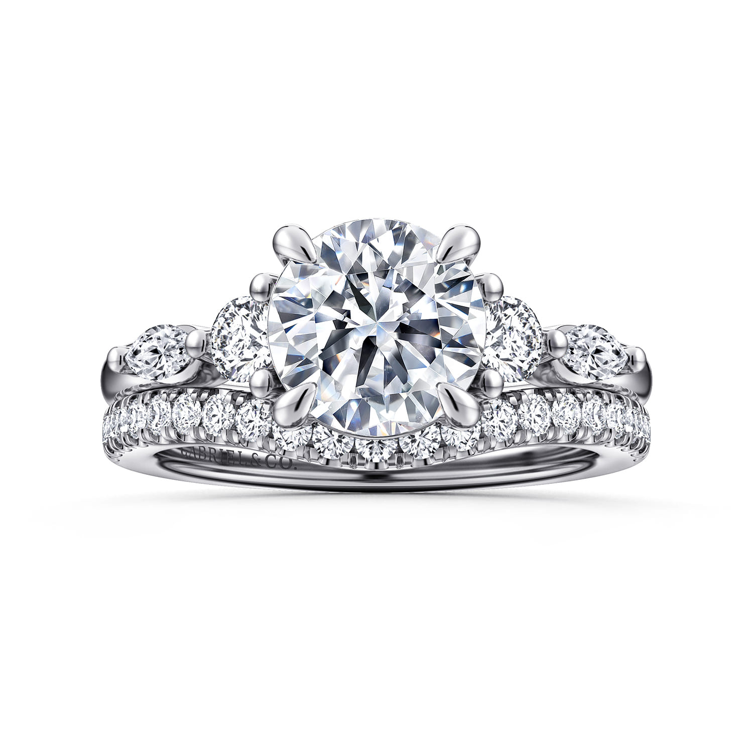 Cian - 14K White Gold Round Five Stone Diamond Engagement Ring - 0.4 ct - Shot 4