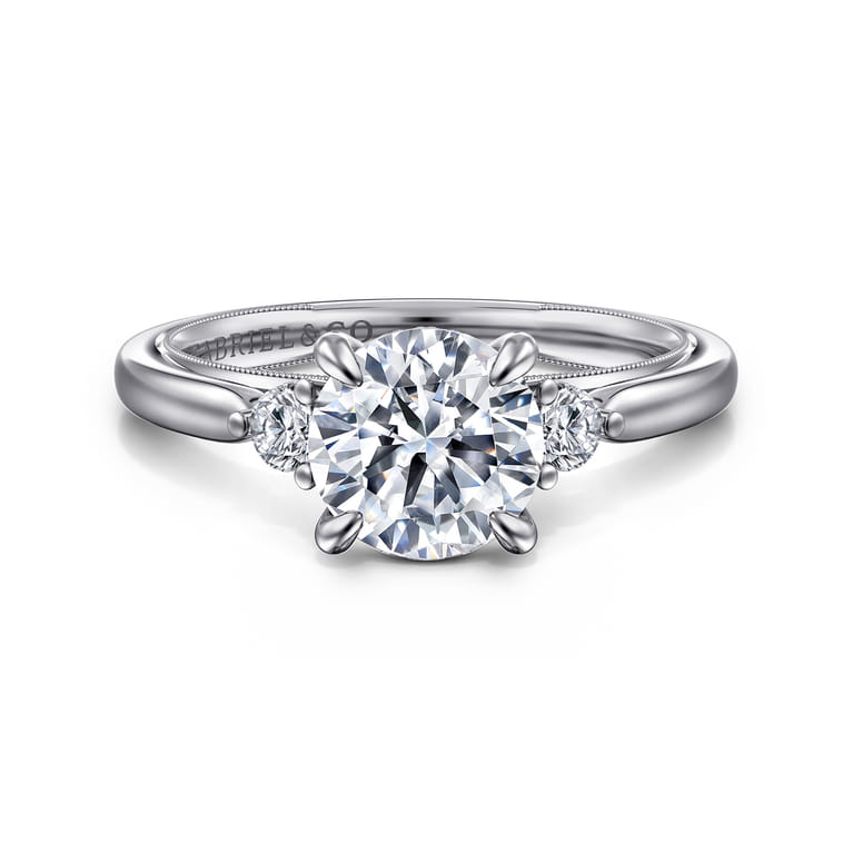 Abbi - 14K White Gold Round Three Stone Diamond Engagement Ring - 0.25 ct - Shot 1
