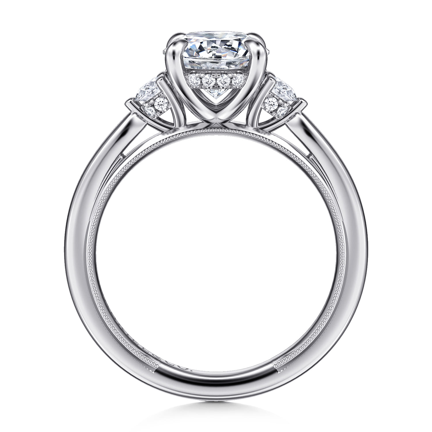 Abbi - 14K White Gold Round Three Stone Diamond Engagement Ring - 0.25 ct - Shot 2