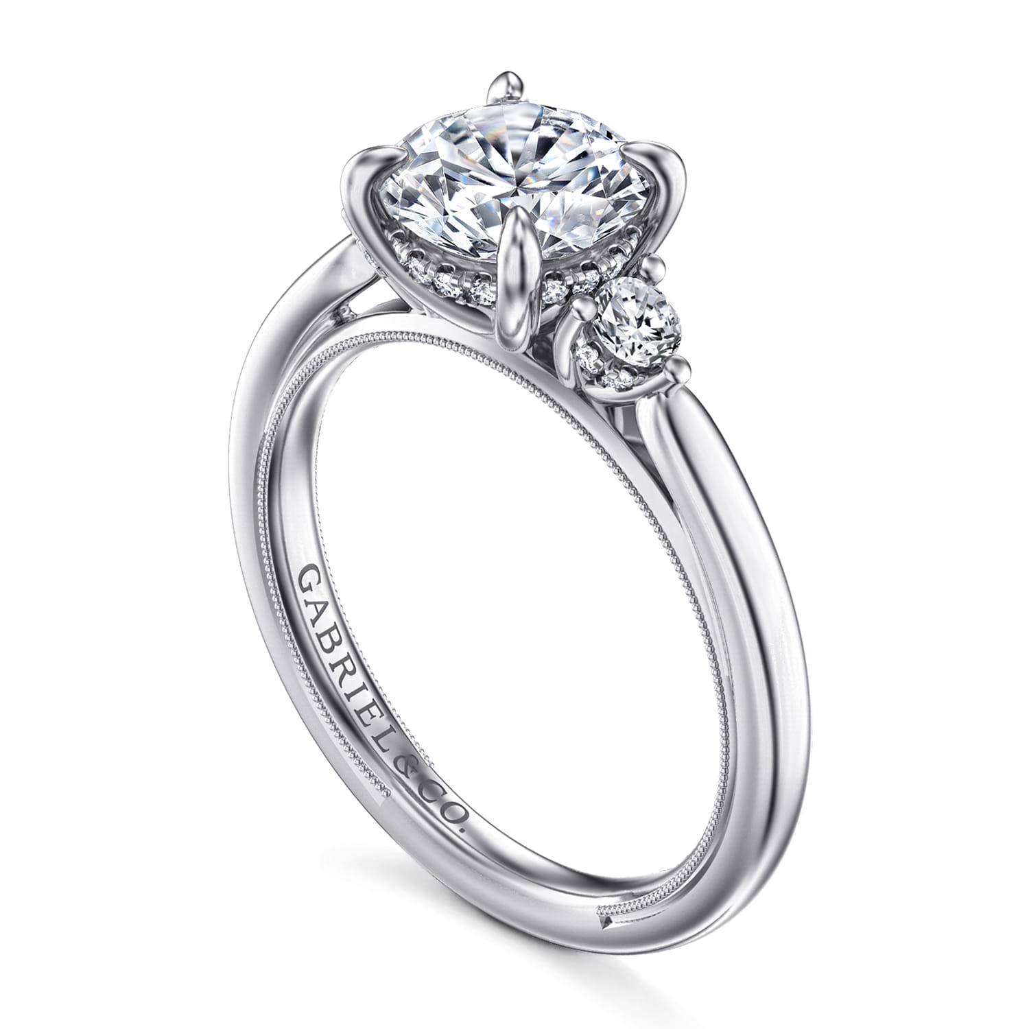 Abbi - 14K White Gold Round Three Stone Diamond Engagement Ring - 0.25 ct - Shot 3