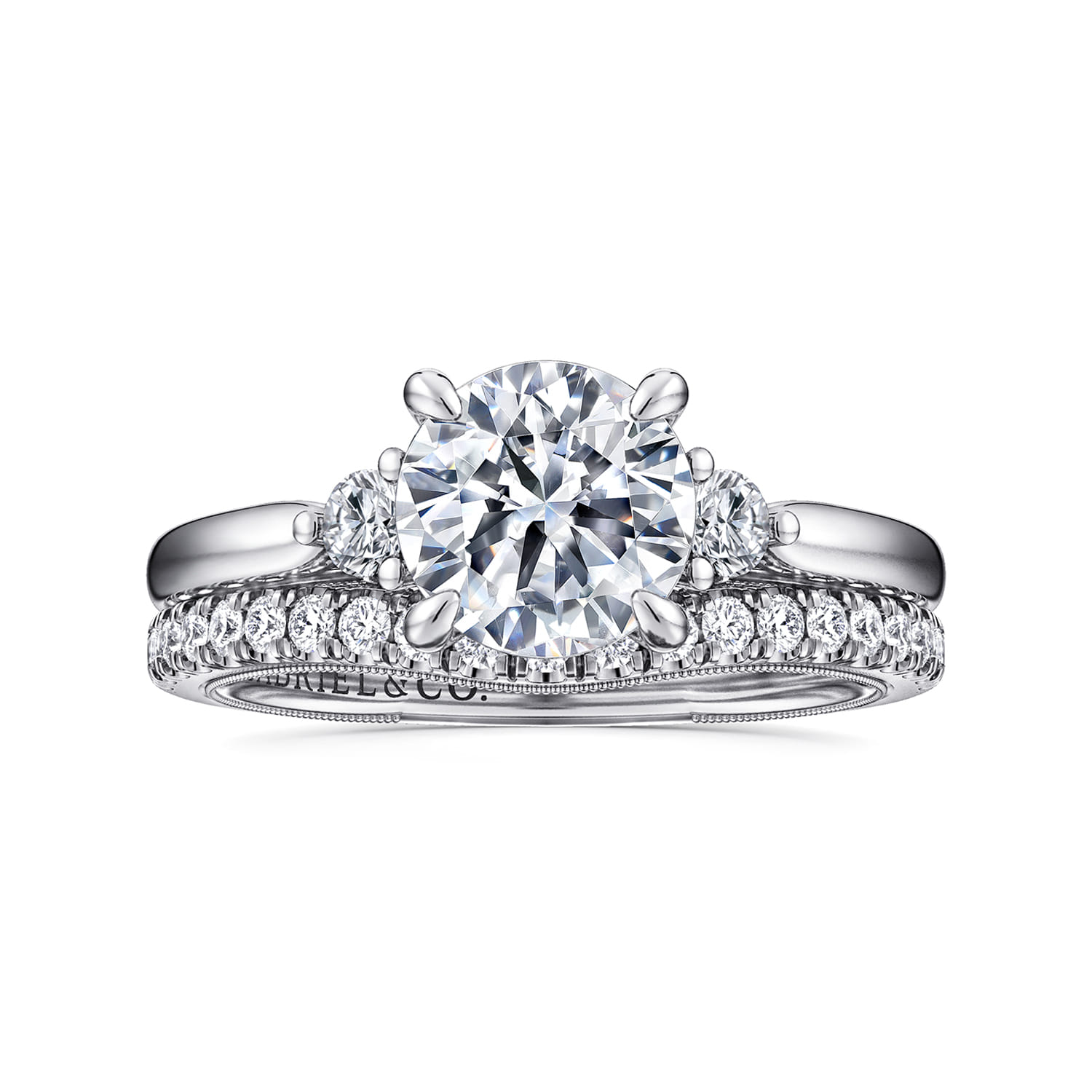 Abbi - 14K White Gold Round Three Stone Diamond Engagement Ring - 0.25 ct - Shot 4