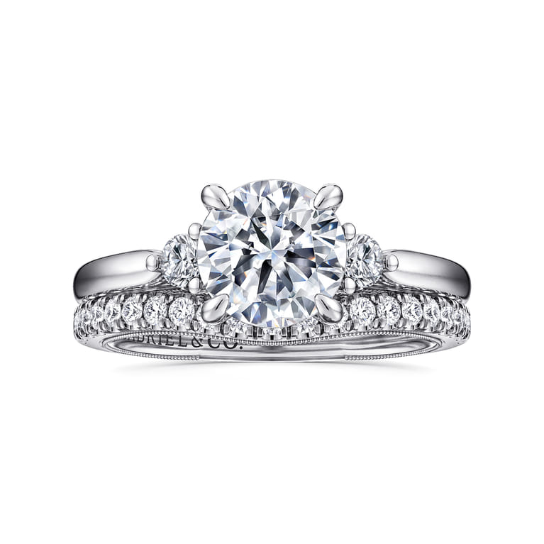 Abbi - 14K White Gold Round Three Stone Diamond Engagement Ring - 0.25 ct - Shot 4