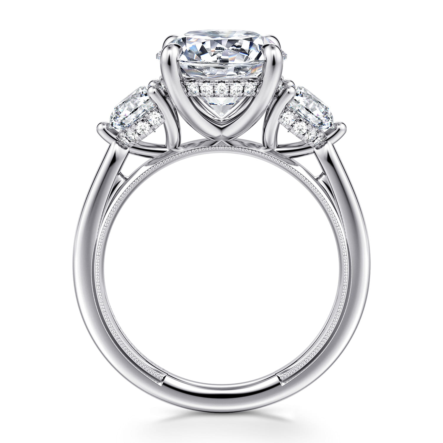 Abbi - 14K White Gold Round Three Stone Diamond Engagement Ring - 1.02 ct - Shot 2