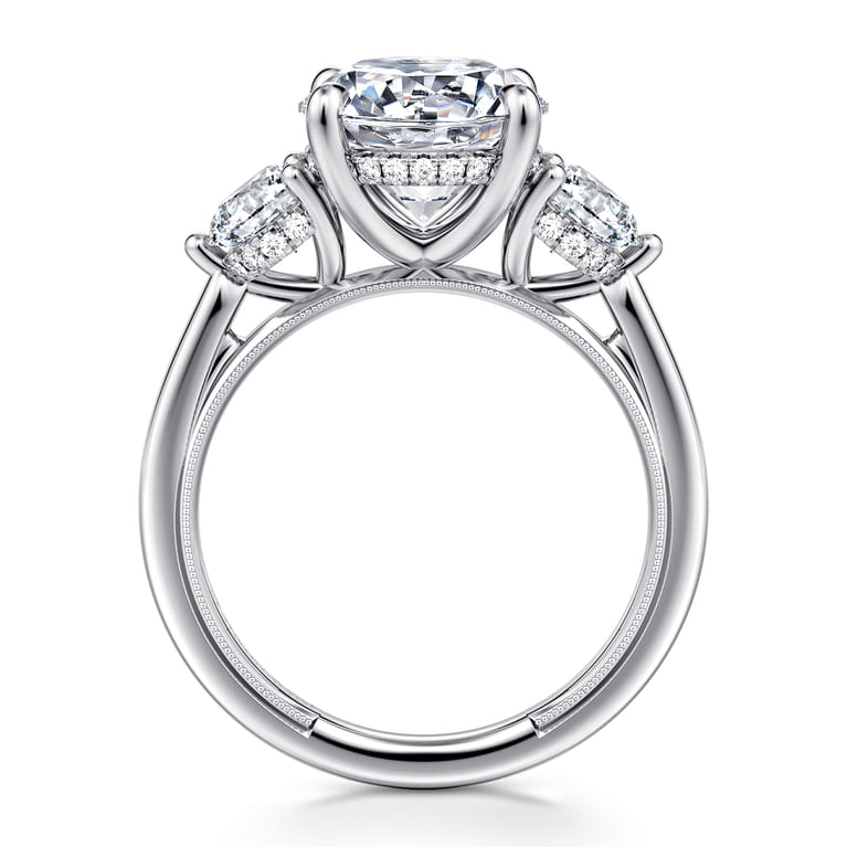 Abbi - 14K White Gold Round Three Stone Diamond Engagement Ring - 1.02 ct - Shot 2