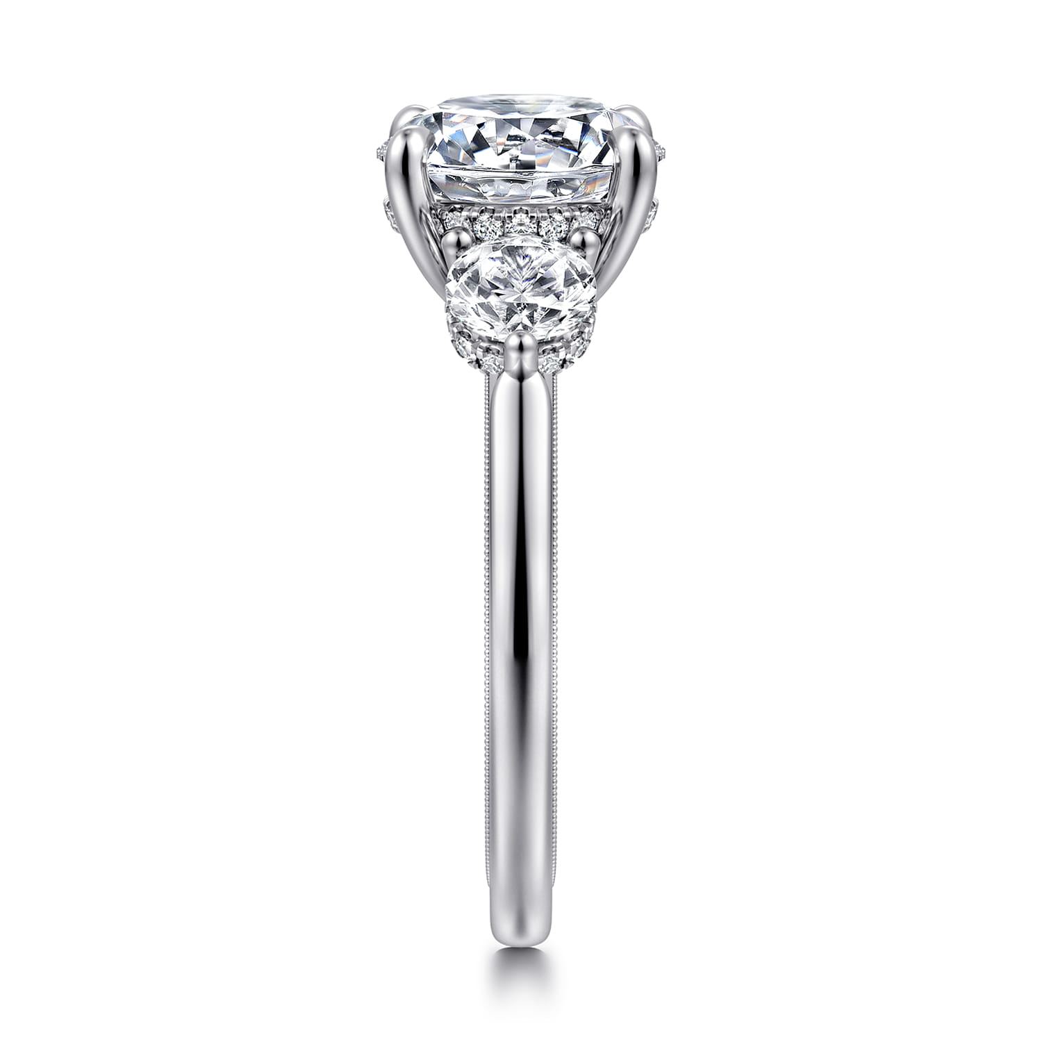 Abbi - 14K White Gold Round Three Stone Diamond Engagement Ring - 1.02 ct - Shot 4