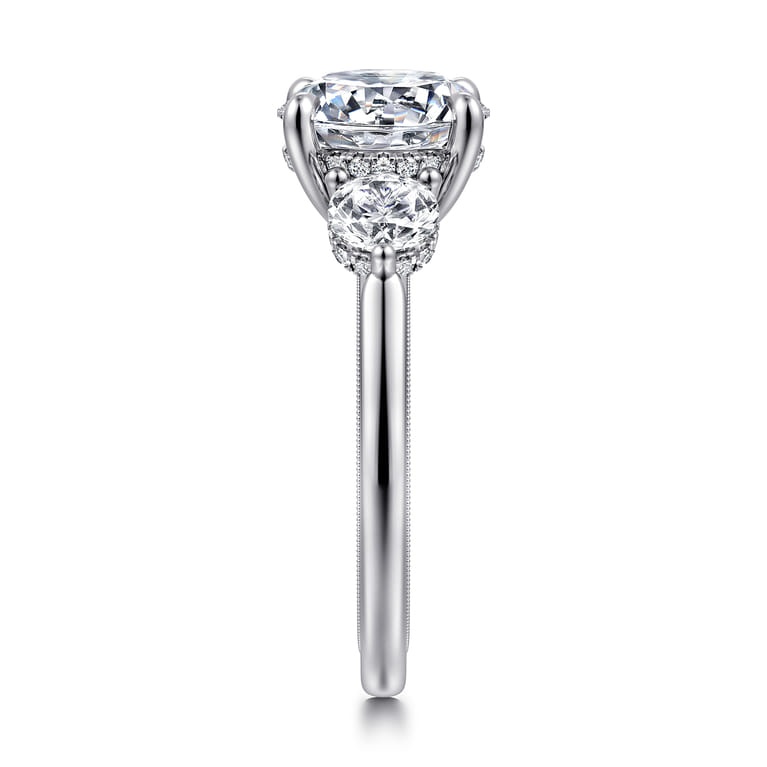 Abbi - 14K White Gold Round Three Stone Diamond Engagement Ring - 1.02 ct - Shot 4