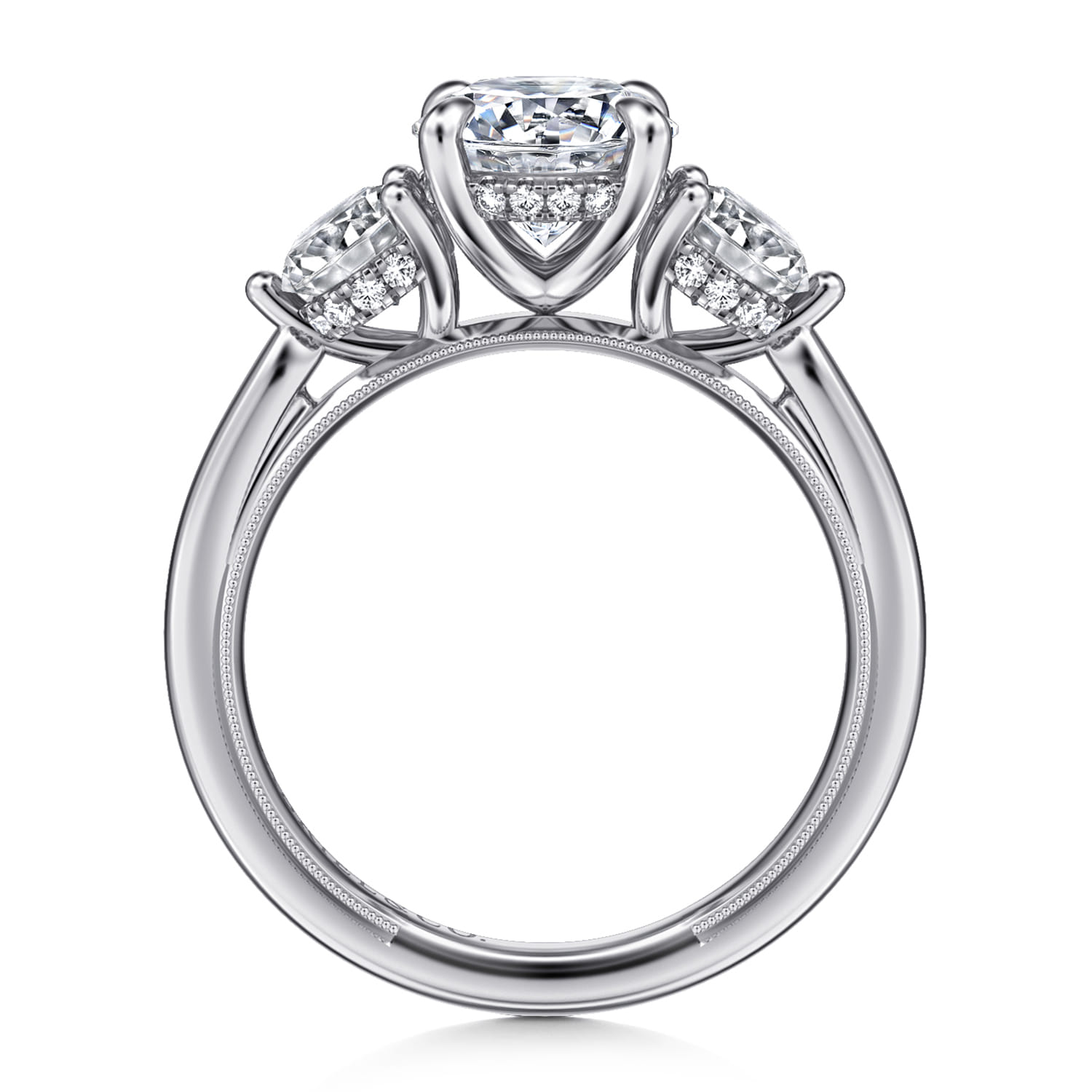 Abbi - 14K White Gold Round Three Stone Diamond Engagement Ring - 1 ct - Shot 2