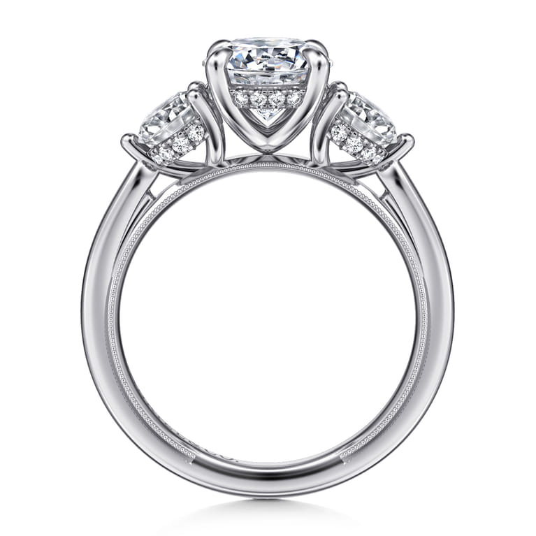 Abbi - 14K White Gold Round Three Stone Diamond Engagement Ring - 1 ct - Shot 2