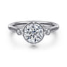 Charli - 14K White Gold Bezel Prong Round Three Stone Diamond Engagement Ring - 0.1 ct