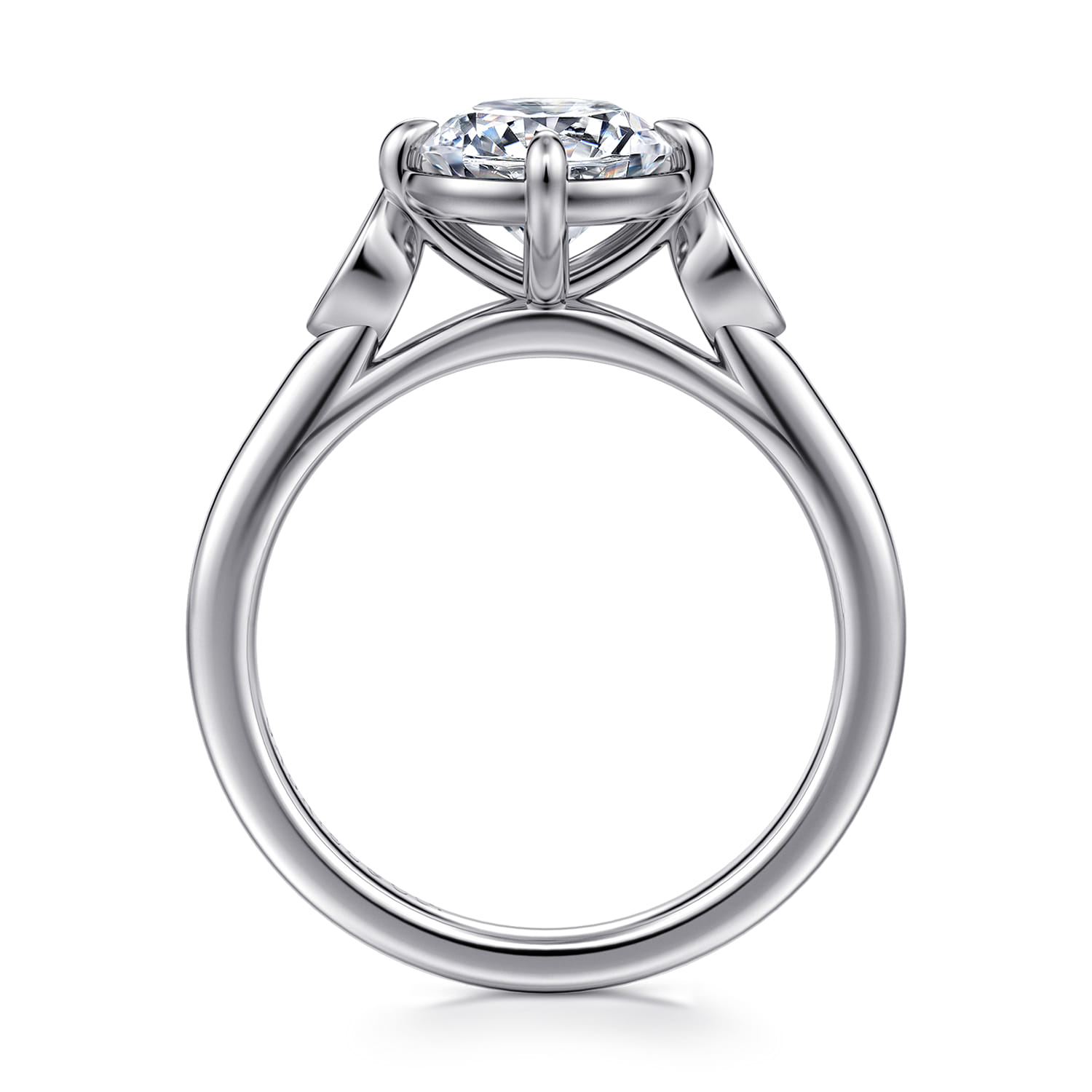 Charli - 14K White Gold Bezel Prong Round Three Stone Diamond Engagement Ring - 0.1 ct - Shot 2