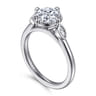 Charli - 14K White Gold Bezel Prong Round Three Stone Diamond Engagement Ring - 0.1 ct